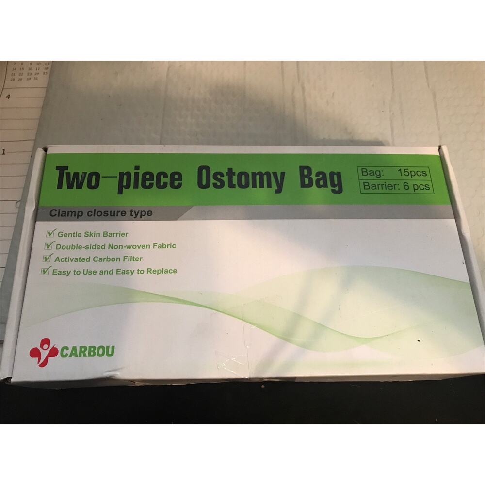 Carbou Two Piece Ostomy Bag 15 Pcs 6 Barrier Pcs New Sealed Gentle Skin Barrier